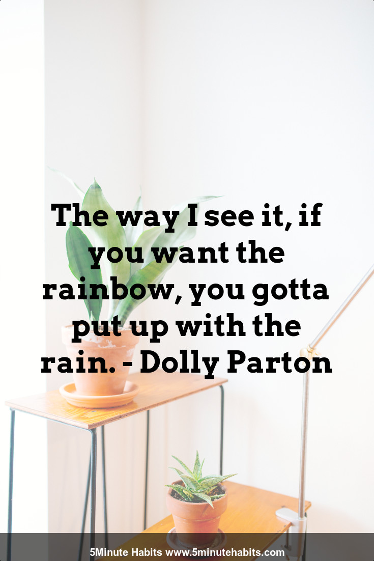 The way I see it, if you want the rainbow, you gotta put up with the rain. - Dolly Parton